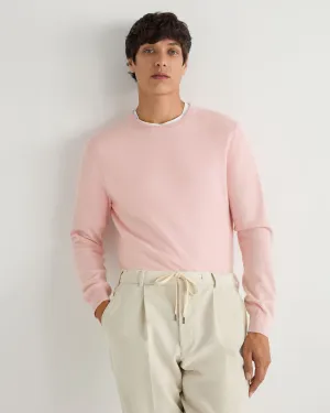 Men's Oxford Round Neck Cashmere Jumper Pale Pink