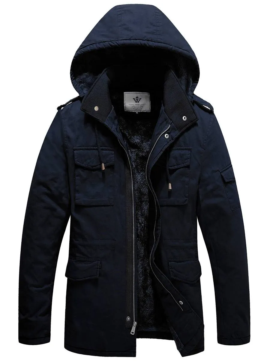 Men's Winter Military Thicken Parka Jacket Warm Coat with Removable Hood