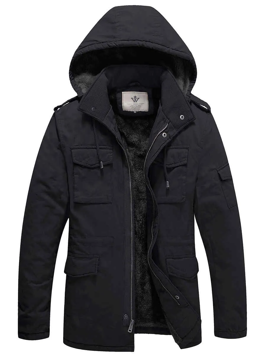 Men's Winter Military Thicken Parka Jacket Warm Coat with Removable Hood