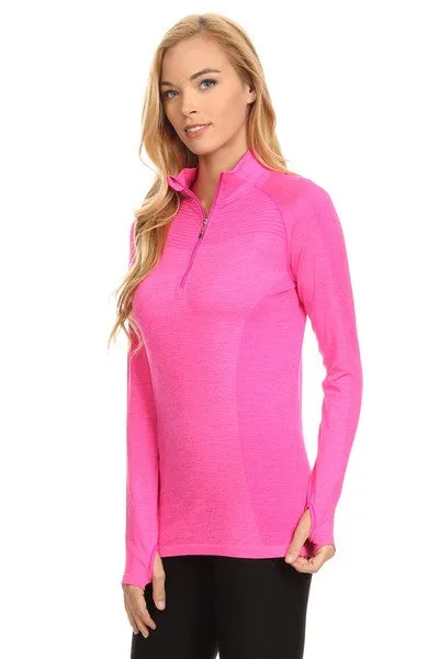 Mock Neck Half Zip Active Pullover Top