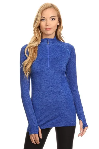 Mock Neck Half Zip Active Pullover Top