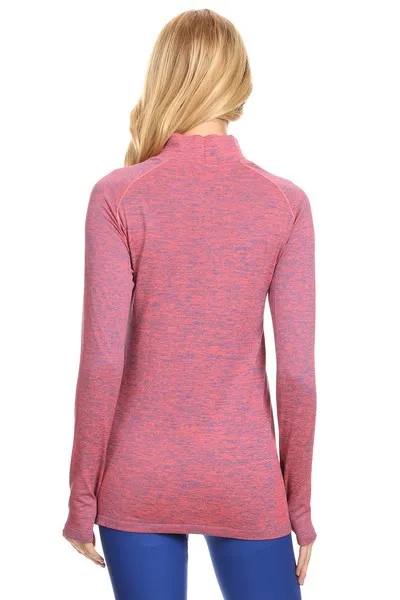 Mock Neck Half Zip Active Pullover Top