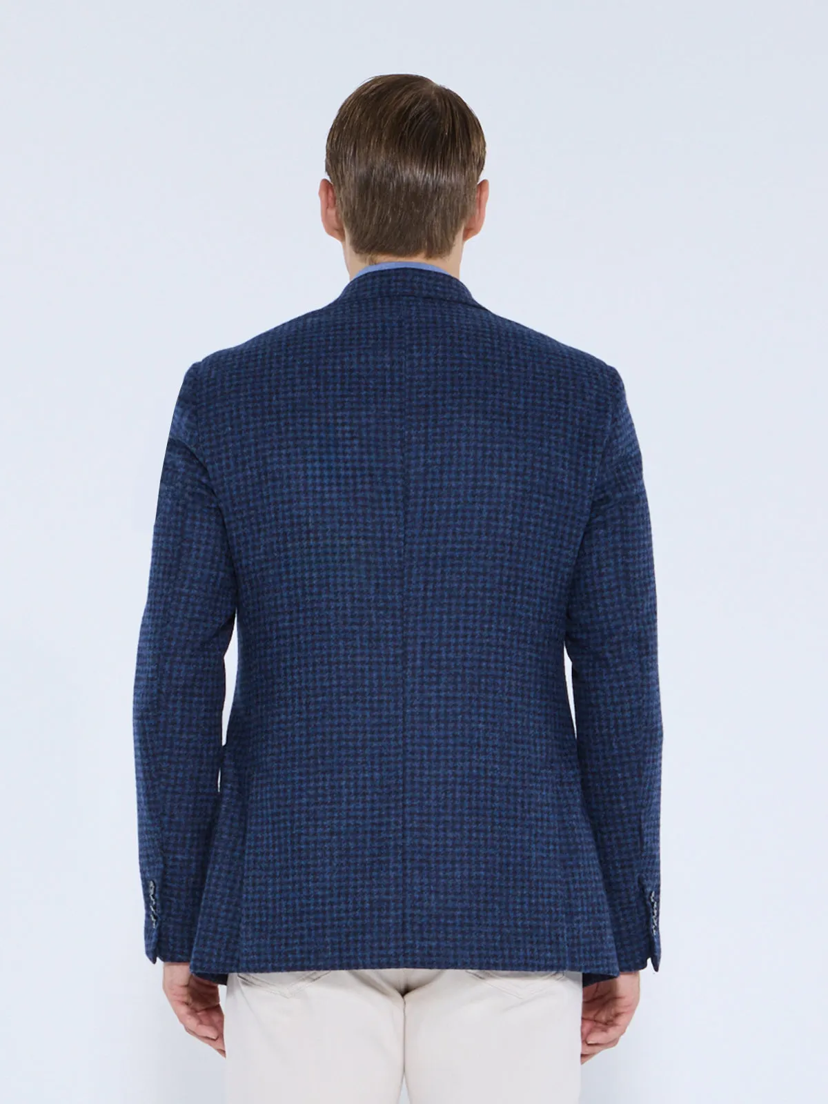 Modena Blazer - Mixed Blue Alpaca & Wool Vichy