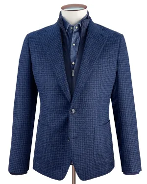 Modena Blazer - Mixed Blue Alpaca & Wool Vichy