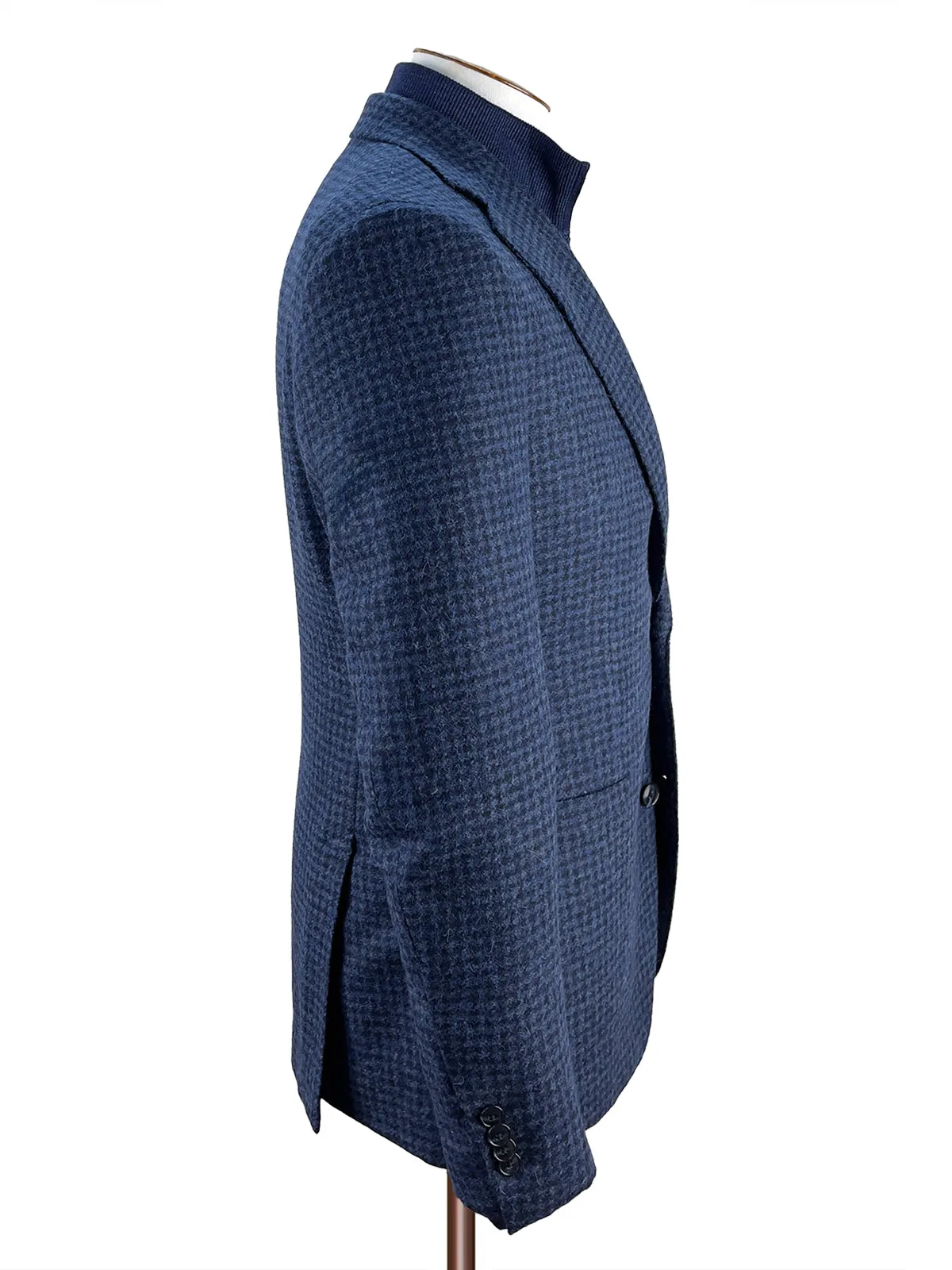 Modena Blazer - Mixed Blue Alpaca & Wool Vichy