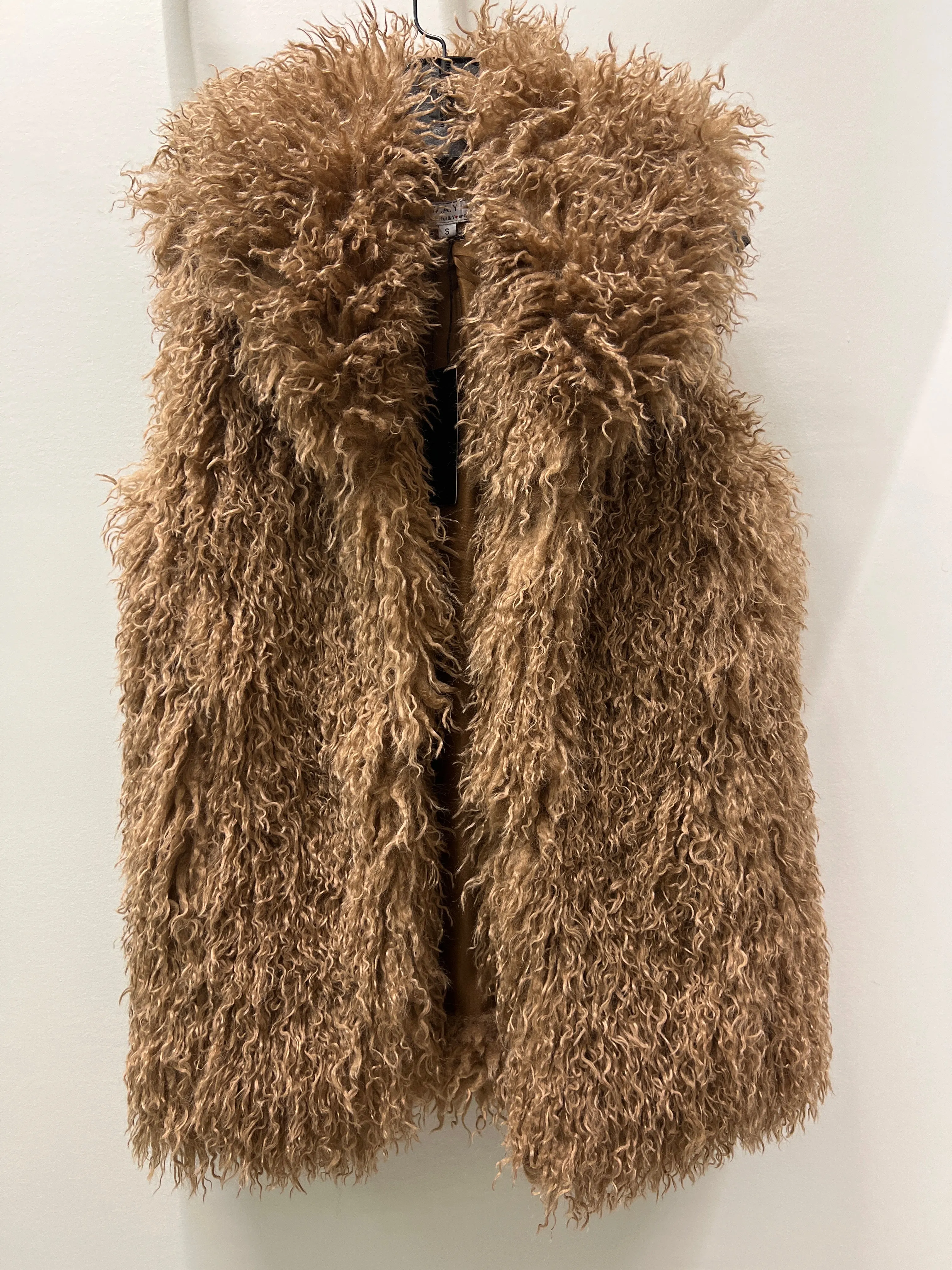 Mongolian Fur Vest in Orange