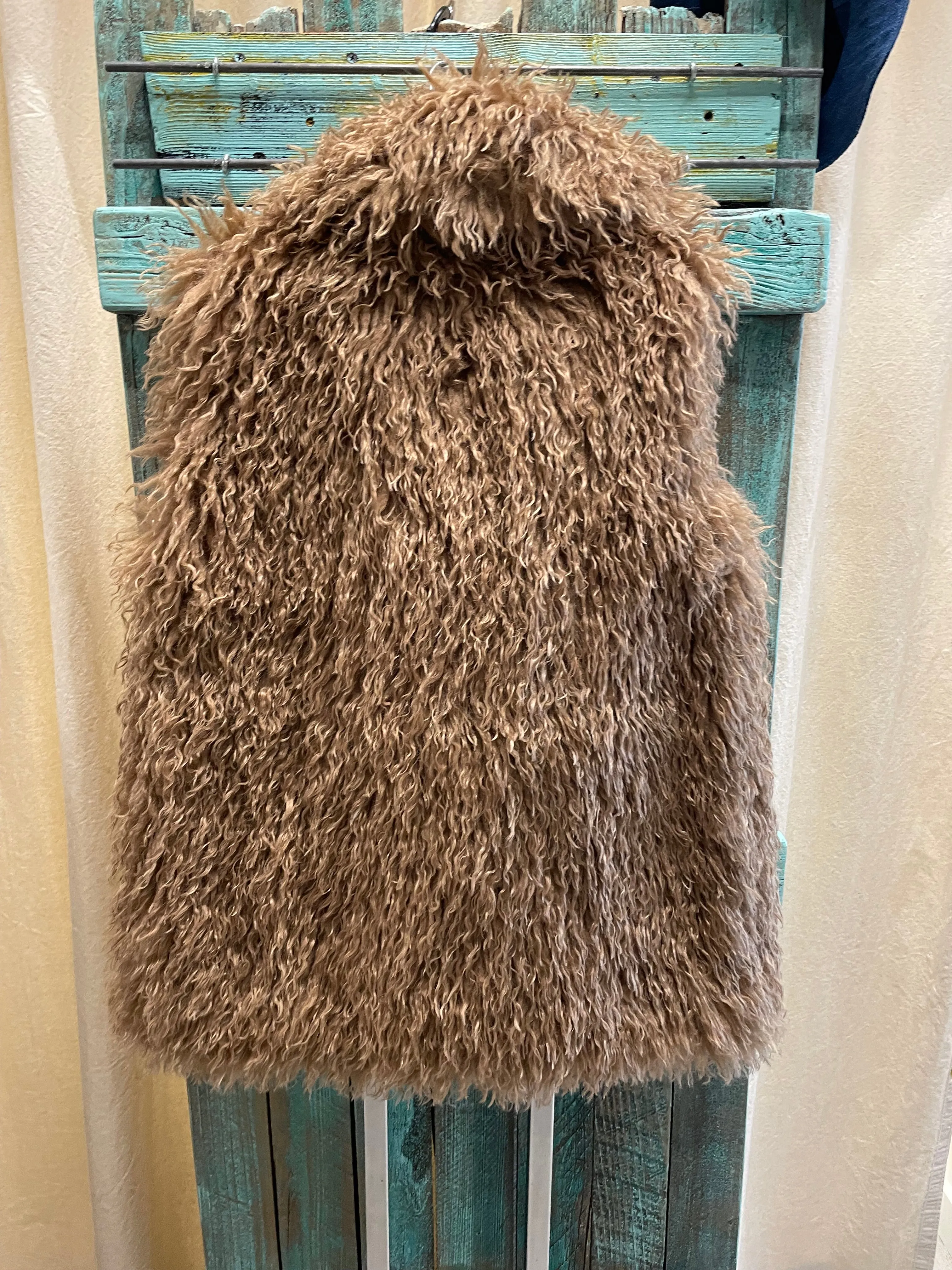 Mongolian Fur Vest in Orange