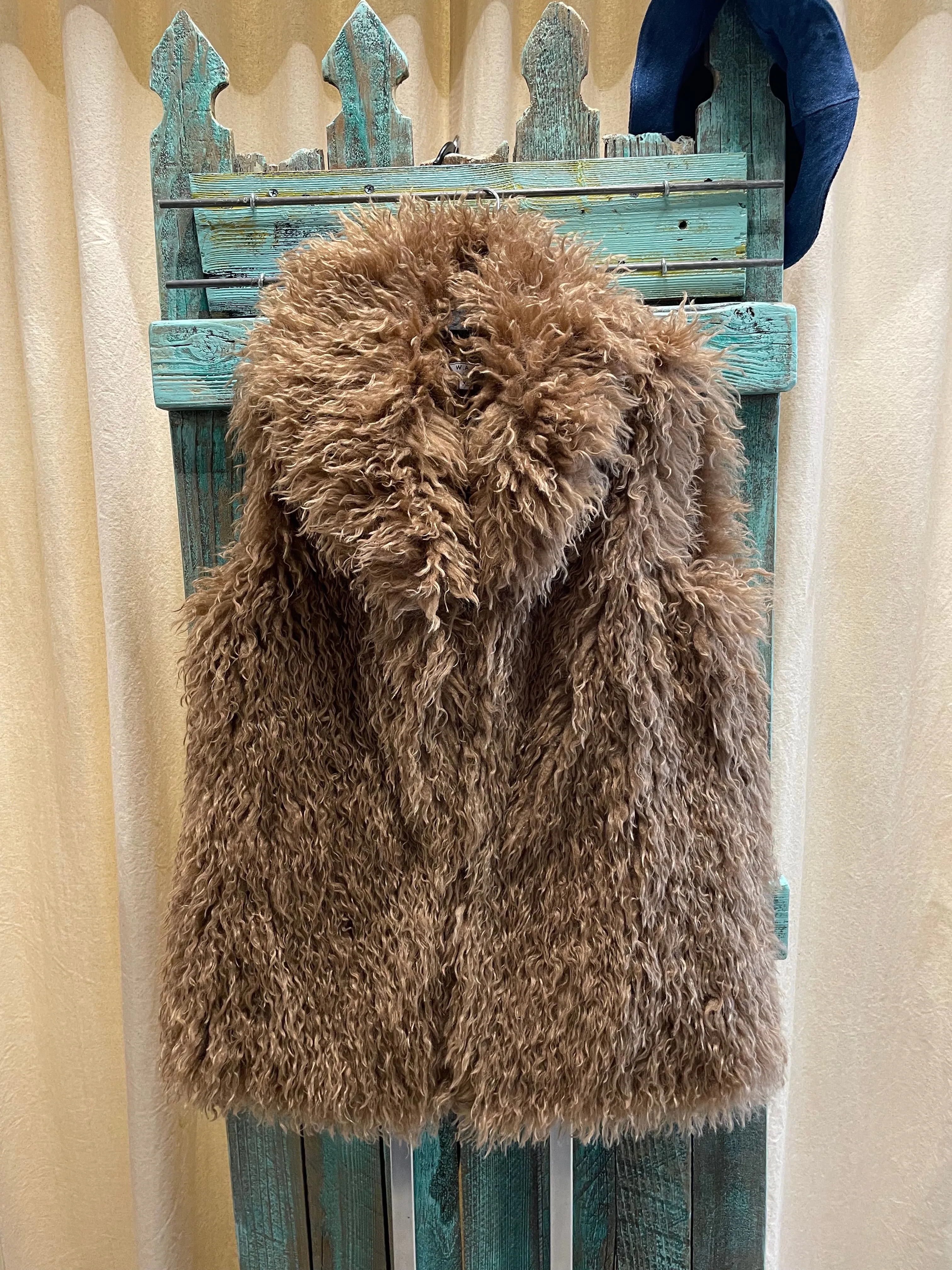 Mongolian Fur Vest in Orange