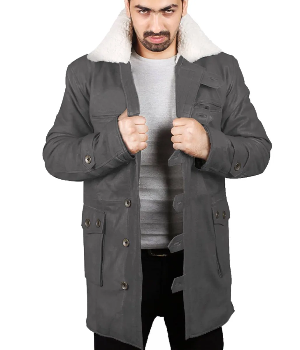 Navoris Shearling Lined Men's Winter Leather Overcoat