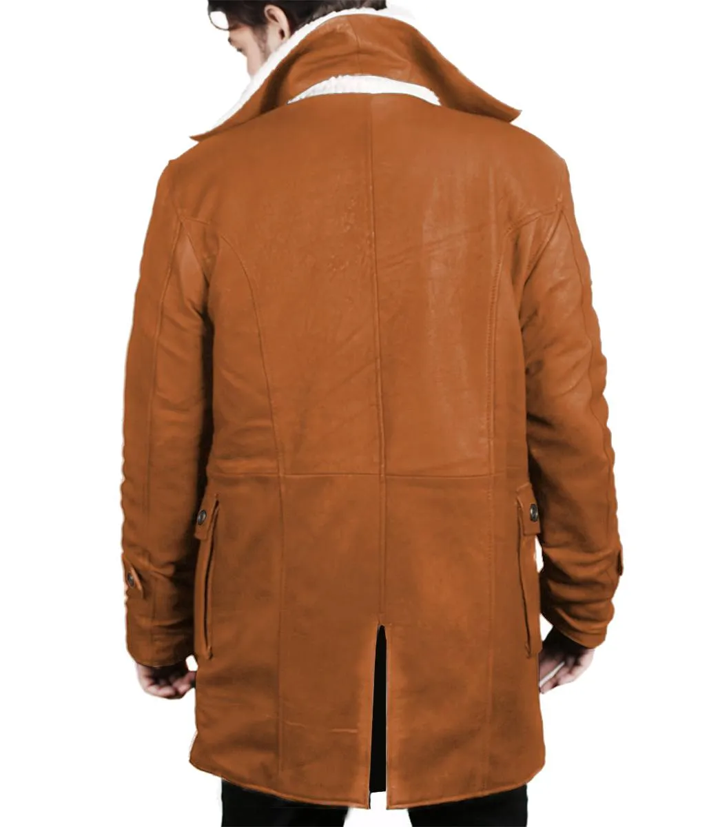 Navoris Shearling Lined Men's Winter Leather Overcoat