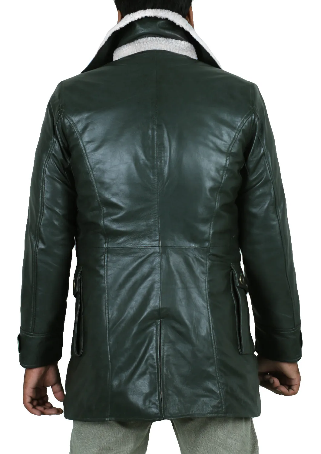 Navoris Shearling Lined Men's Winter Leather Overcoat