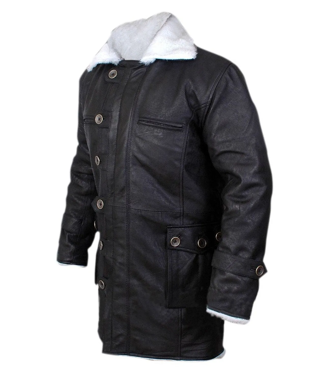 Navoris Shearling Lined Men's Winter Leather Overcoat