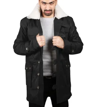 Navoris Shearling Lined Men's Winter Leather Overcoat