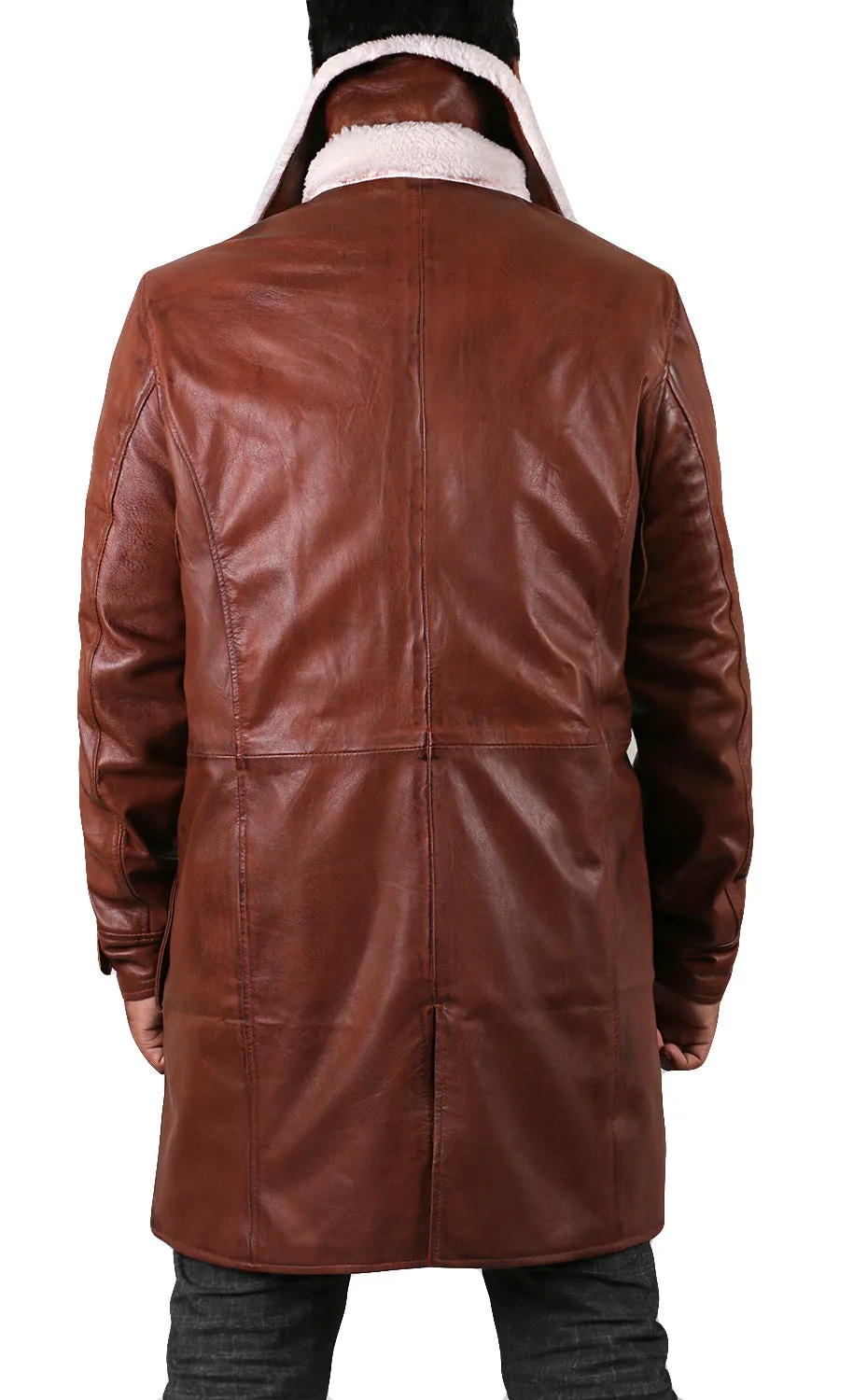 Navoris Shearling Lined Men's Winter Leather Overcoat