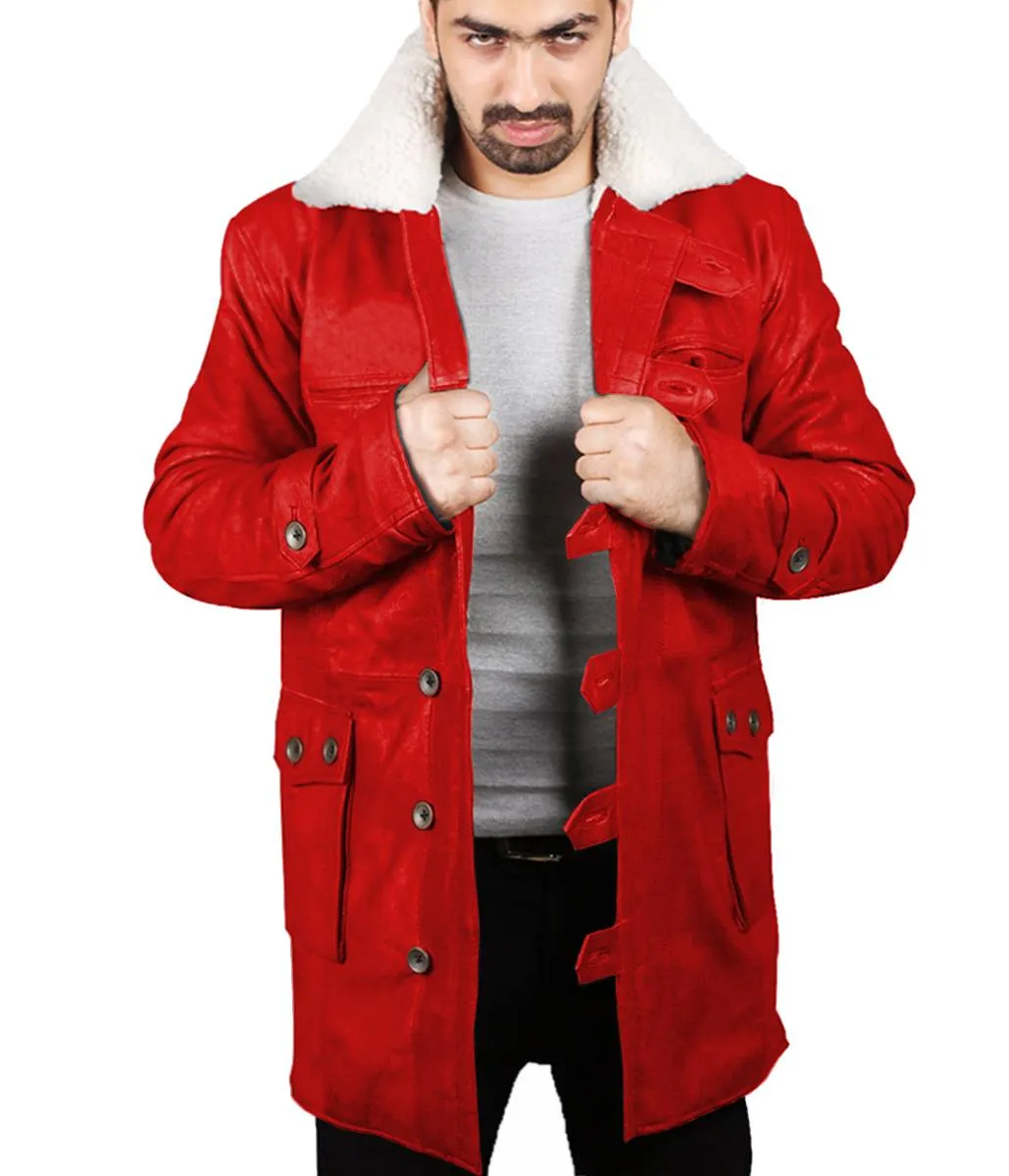 Navoris Shearling Lined Men's Winter Leather Overcoat