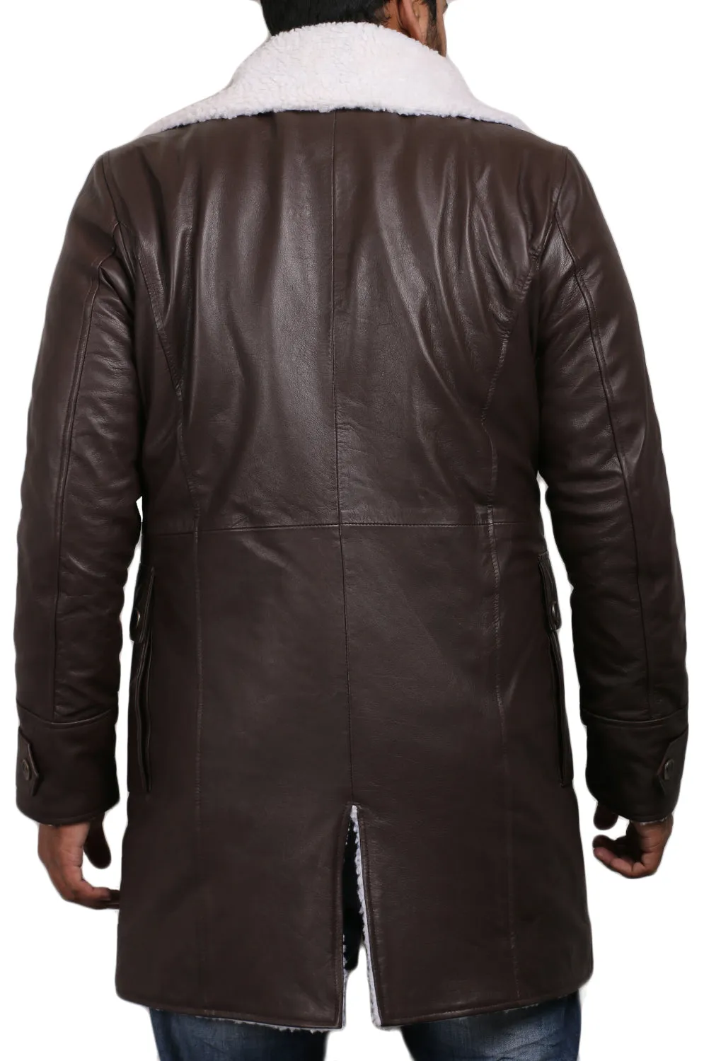 Navoris Shearling Lined Men's Winter Leather Overcoat