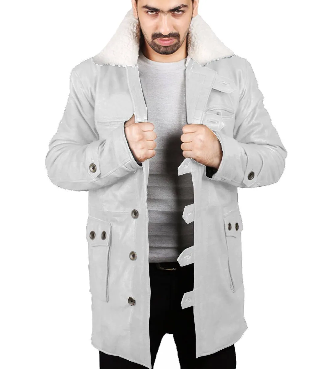 Navoris Shearling Lined Men's Winter Leather Overcoat