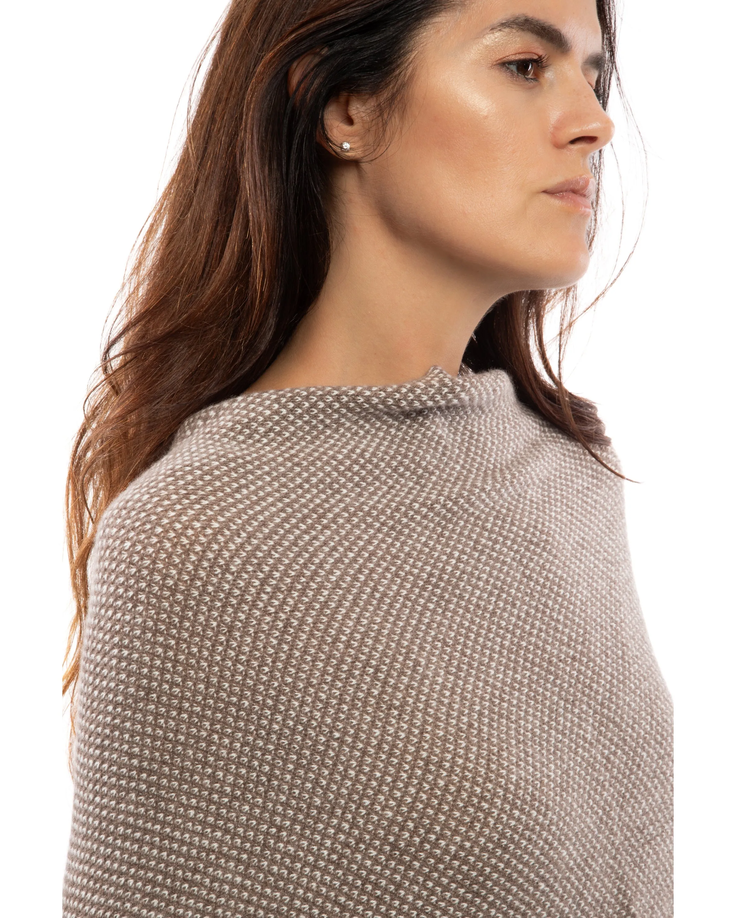 NEW FALL 24 - Pure Cashmere Asymmetric Poncho Light Brown