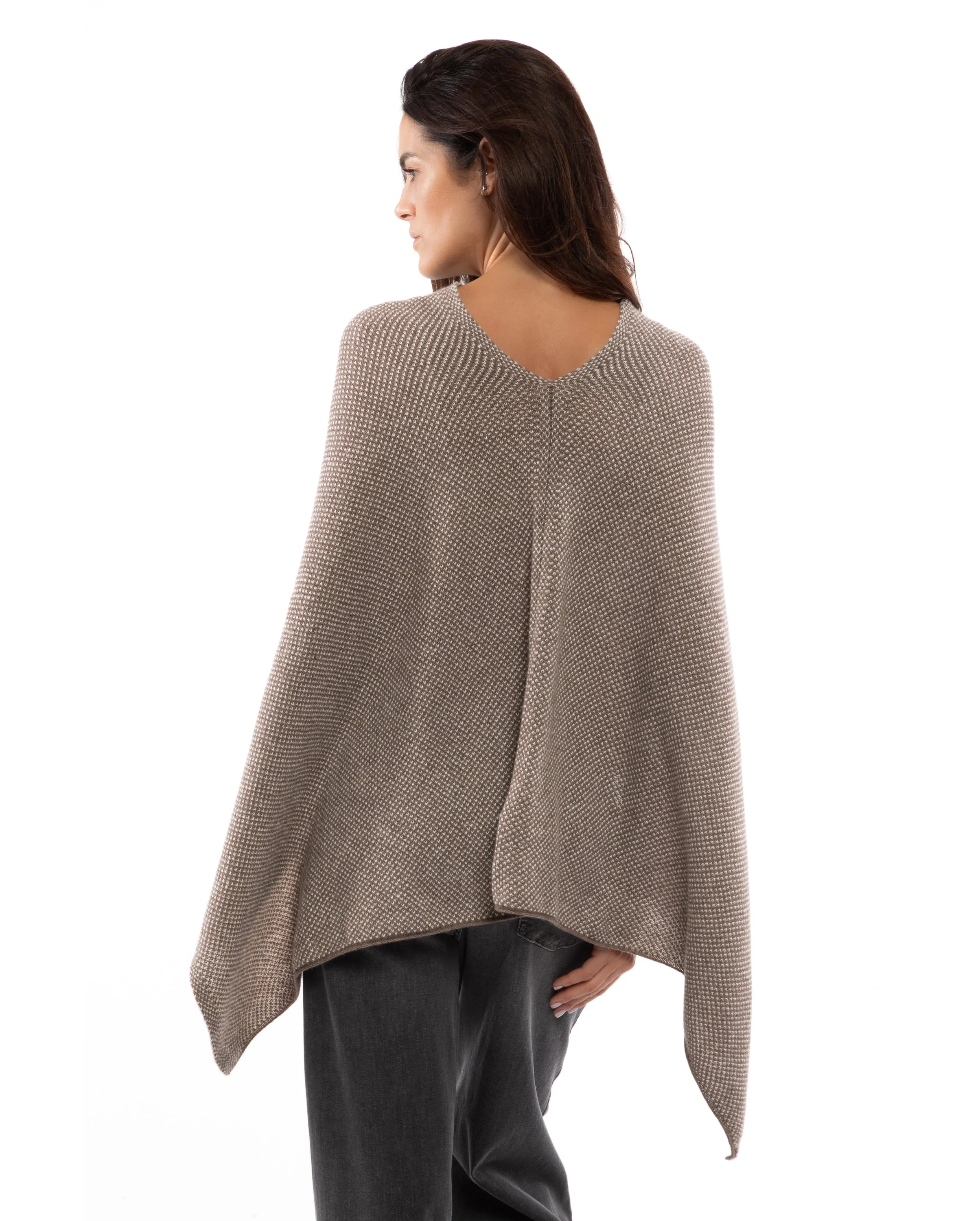 NEW FALL 24 - Pure Cashmere Asymmetric Poncho Light Brown