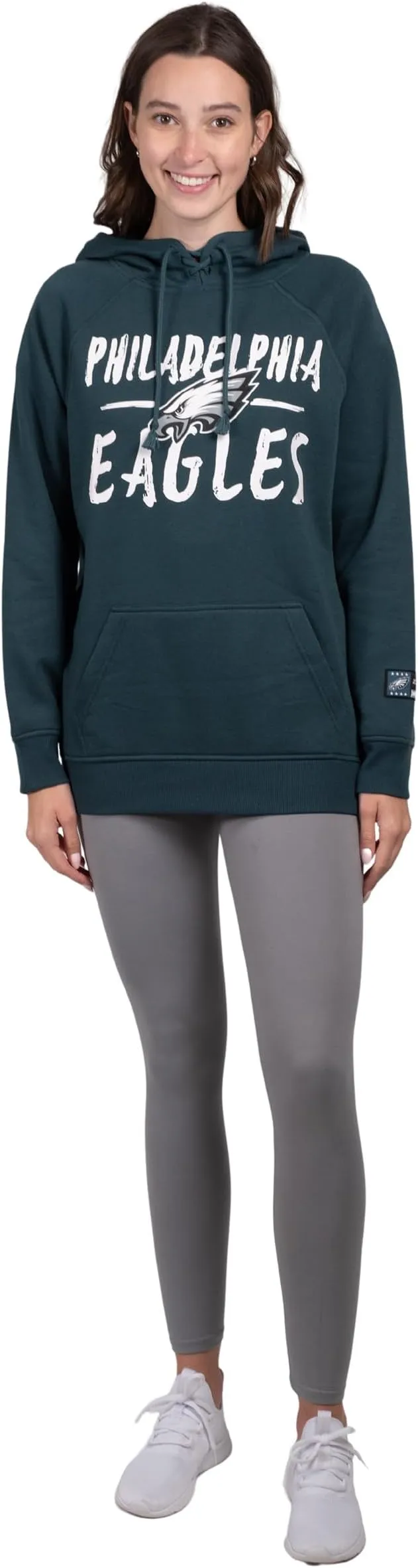 NFL Women's Official Super Soft Tie Neck Pullover Hoodie Sweatshirt|Philadelphia Eagles