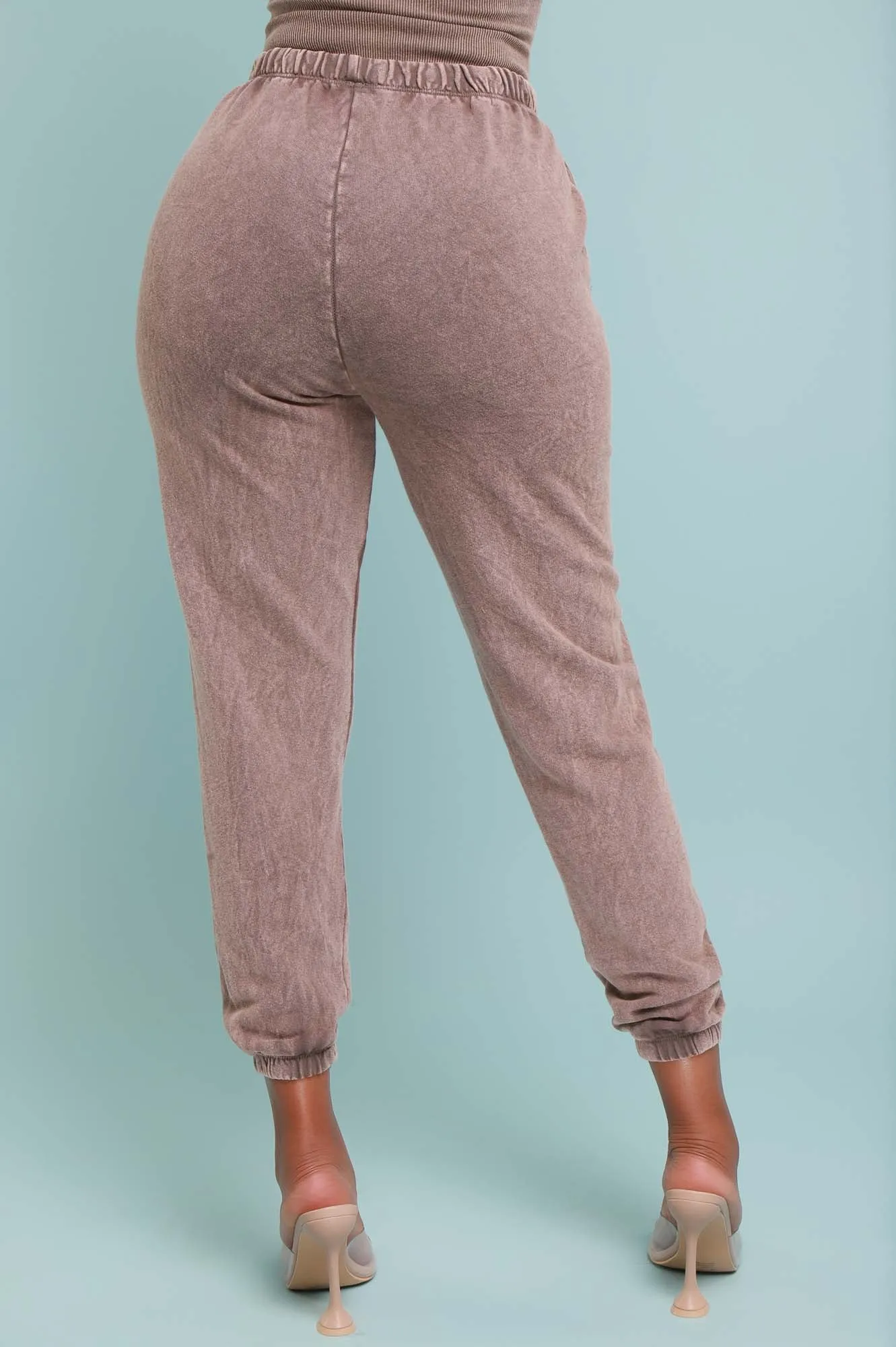 No Worries French Terry Joggers - Brown