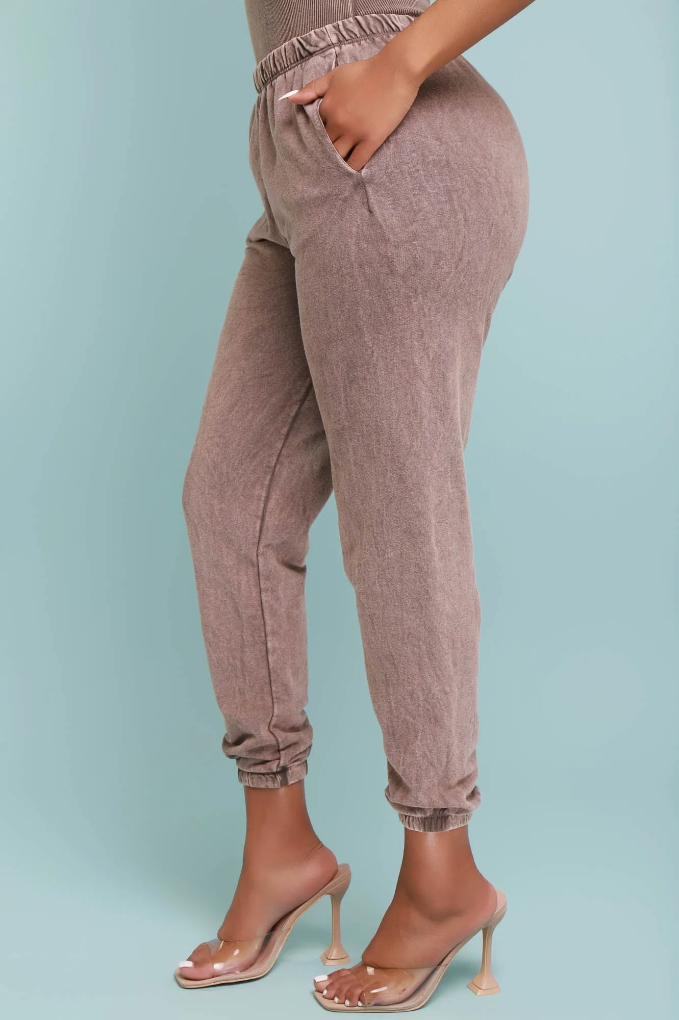 No Worries French Terry Joggers - Brown