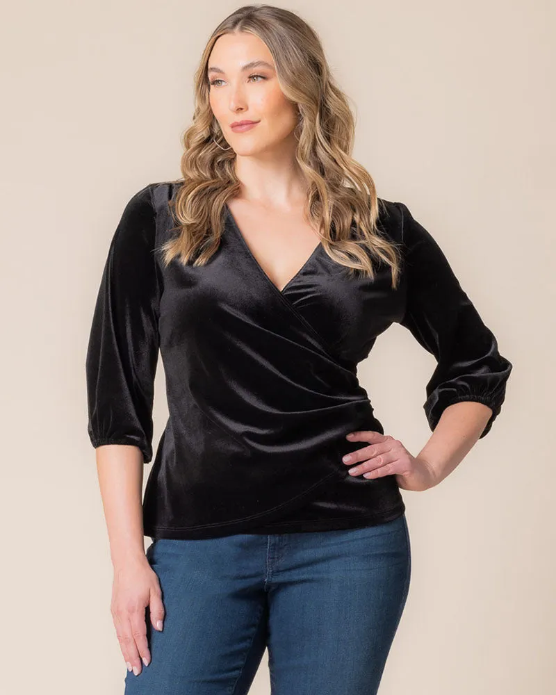 Odette Velvet Faux Wrap Top