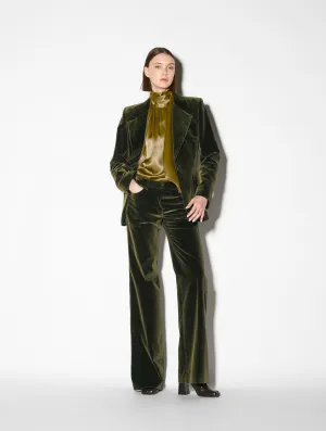 Olive smooth velvet suit jacket