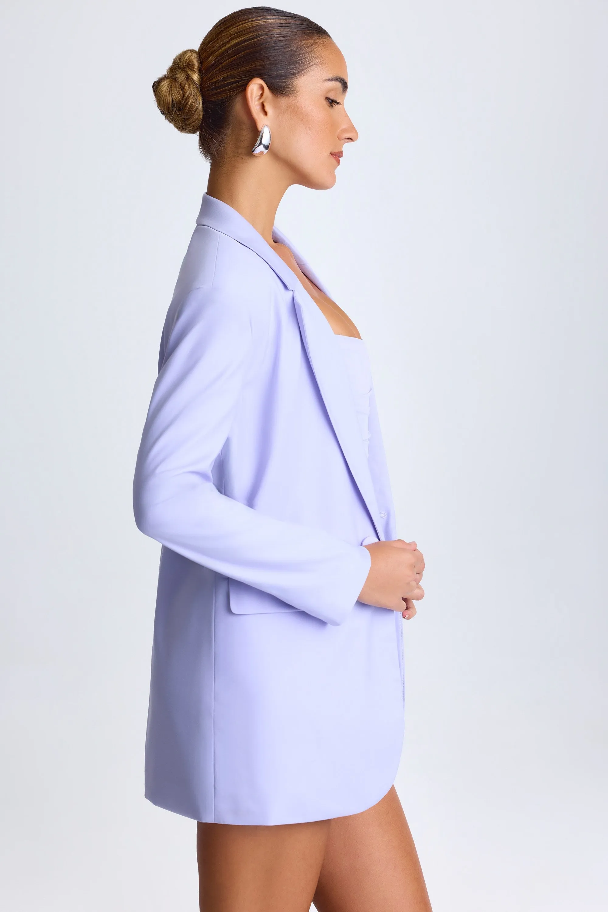 Oversized Single-Breasted Blazer in Soft Lilac