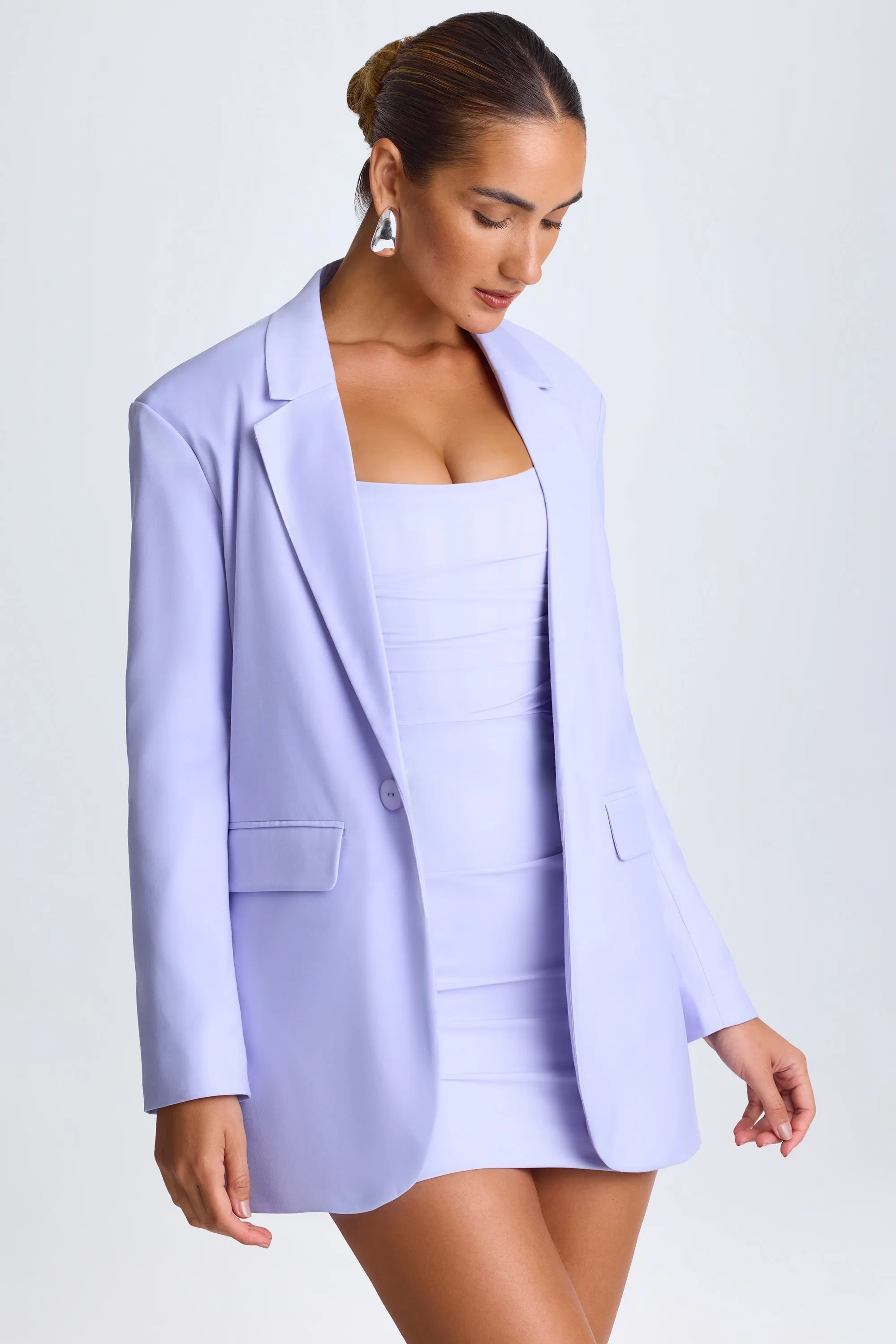 Oversized Single-Breasted Blazer in Soft Lilac