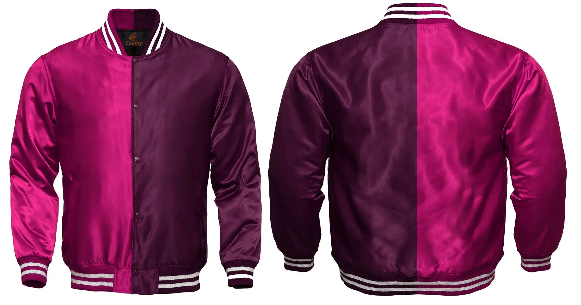 Personalized Varsity Jacket Hot Pink Maroon Satin Jacket Mens Letterman Jacket