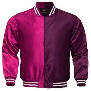 Personalized Varsity Jacket Hot Pink Maroon Satin Jacket Mens Letterman Jacket