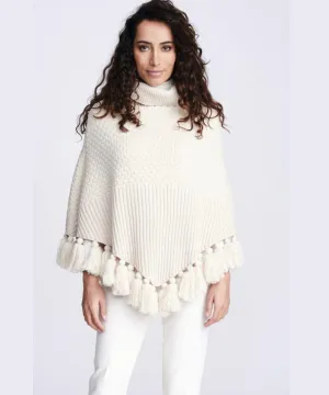 PIA ROSSINI KNITTED PONCHO IN NUDE