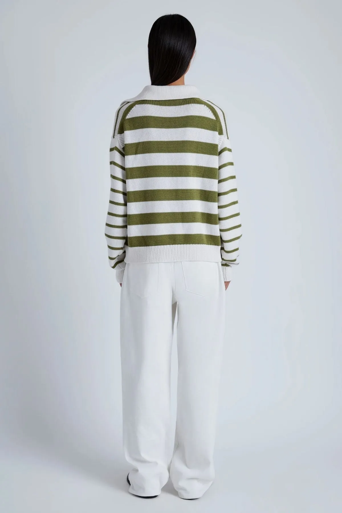 Proenza Schouler White Label Stripe Murphy Knit Sweater - Chalk/ Willow