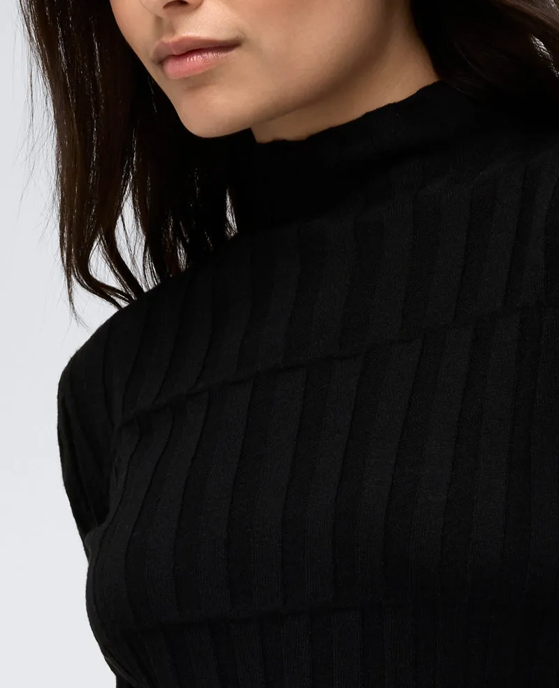 Ribbed Long Sleeve Mock Neck Sweater