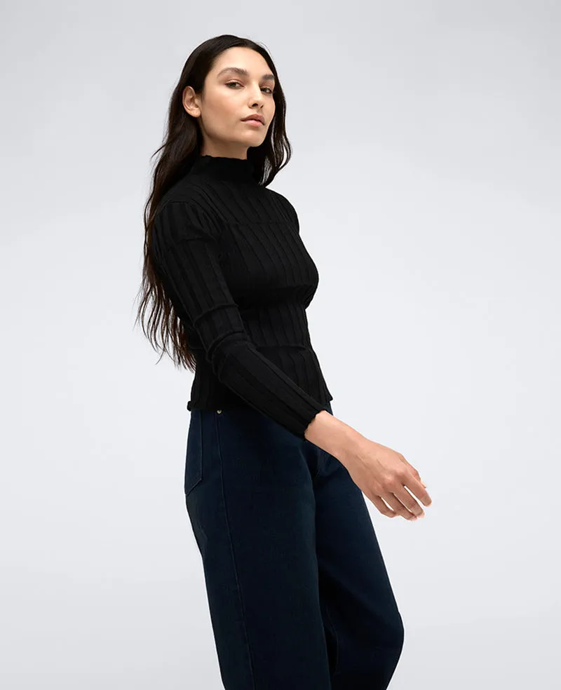 Ribbed Long Sleeve Mock Neck Sweater