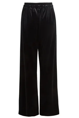 Sarvin Raven - Black Velvet Floor Length Wide Leg Trousers