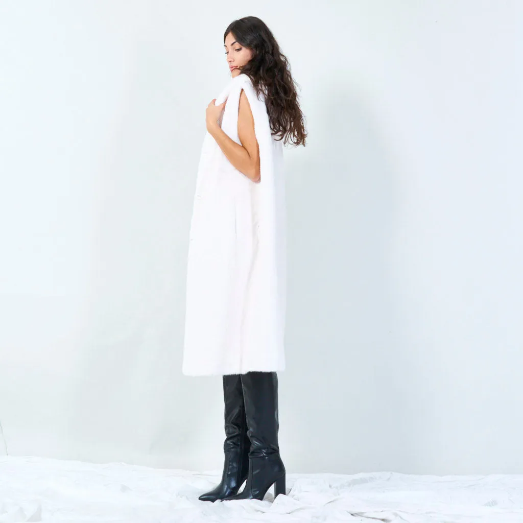 Sleeveless faux fur vest with hood wholesale