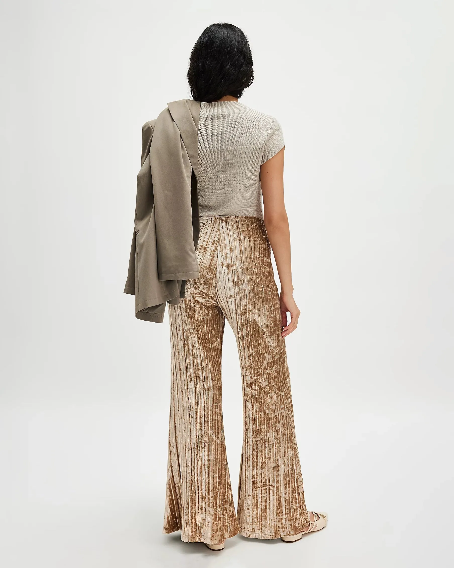 Star Sign Velvet Trousers in Champagne