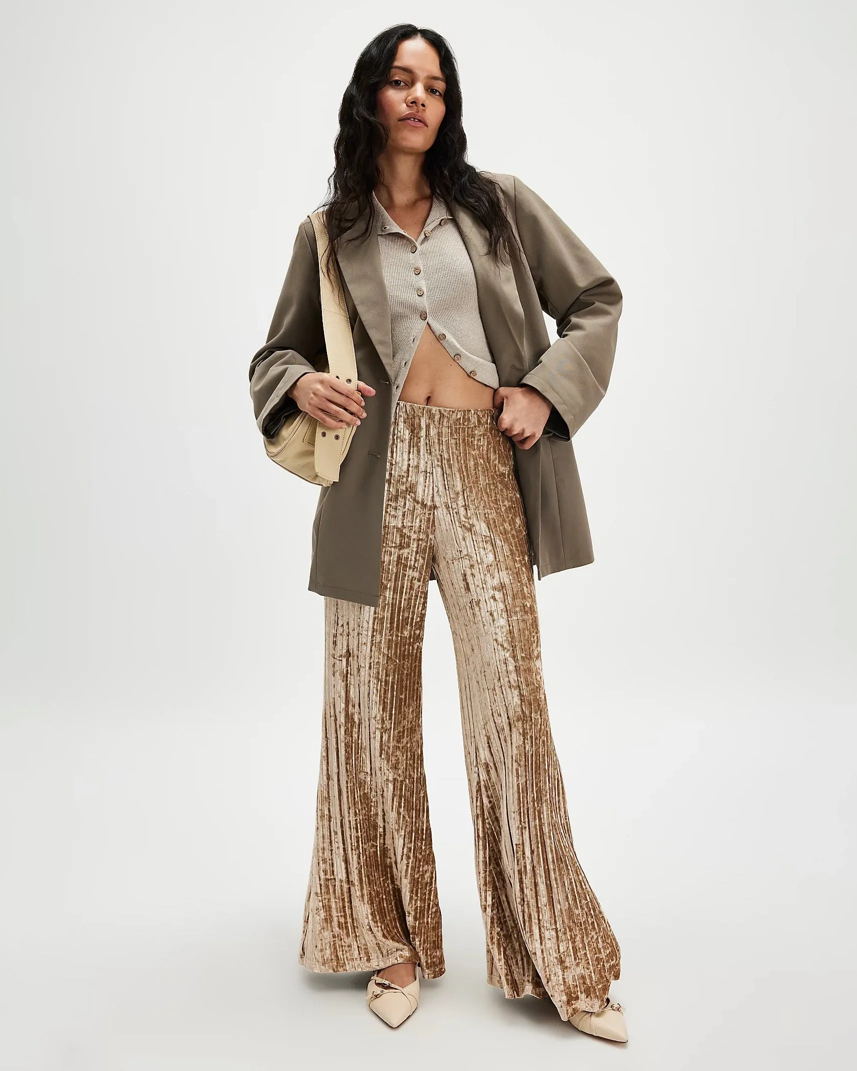 Star Sign Velvet Trousers in Champagne