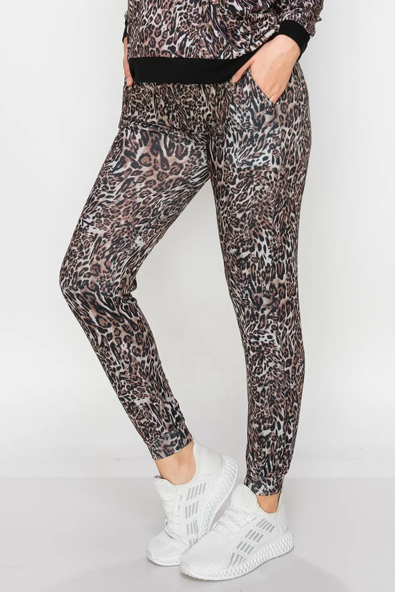 Striking Leopard Print High-Rise Joggers