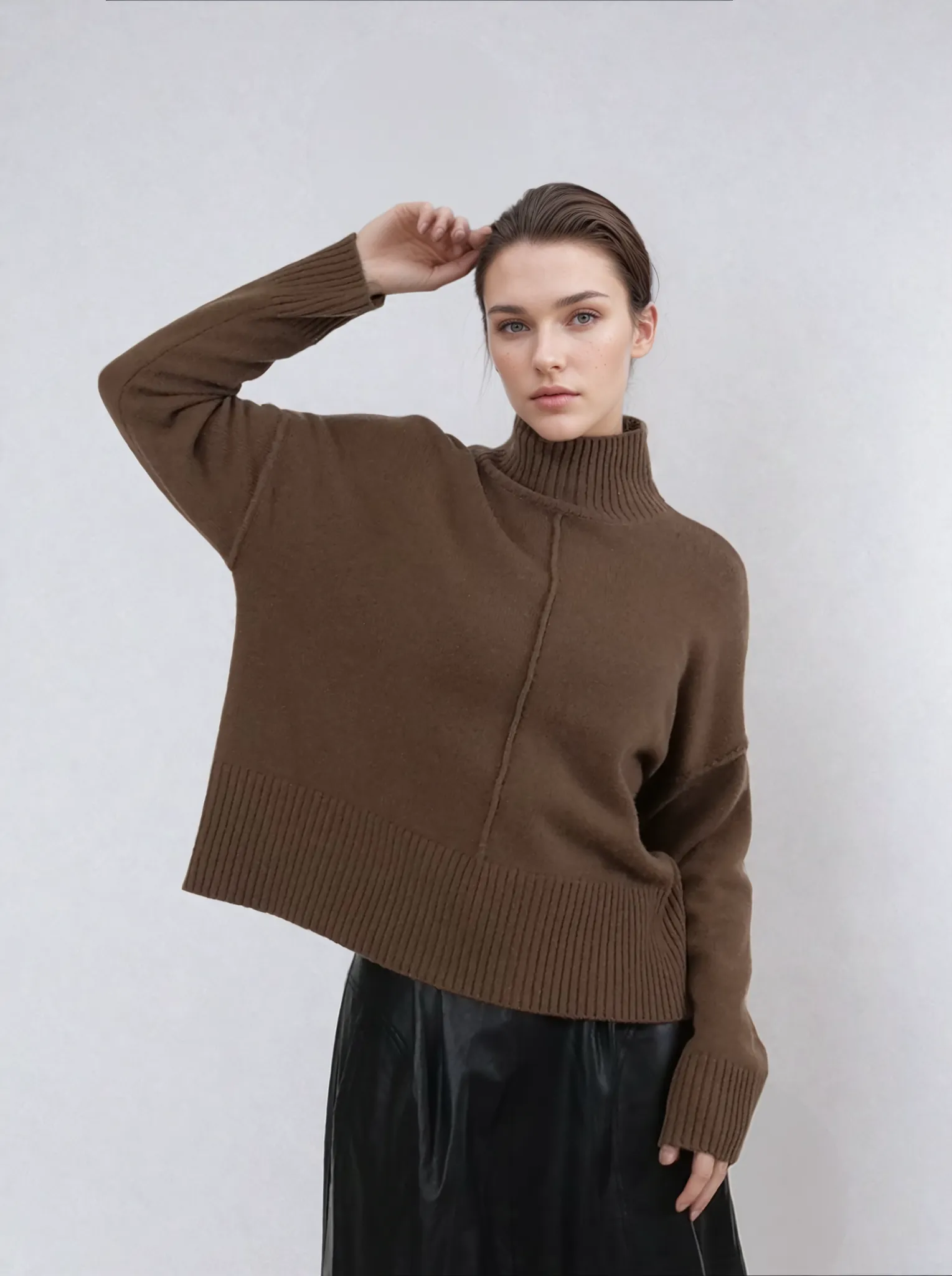 SY-23080 Sweater - 100% Cashmere - Accesories - Dark Brown