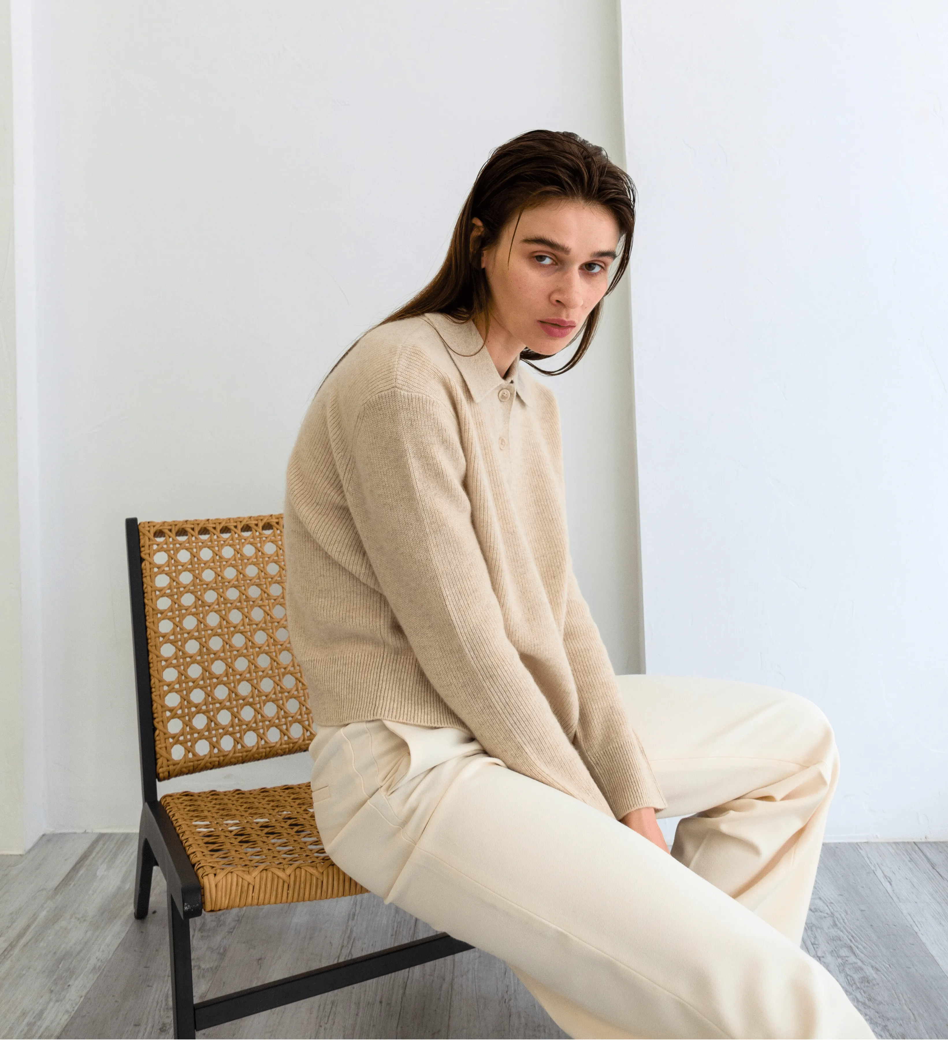 The Polo Collar Cashmere Sweater with Buttons