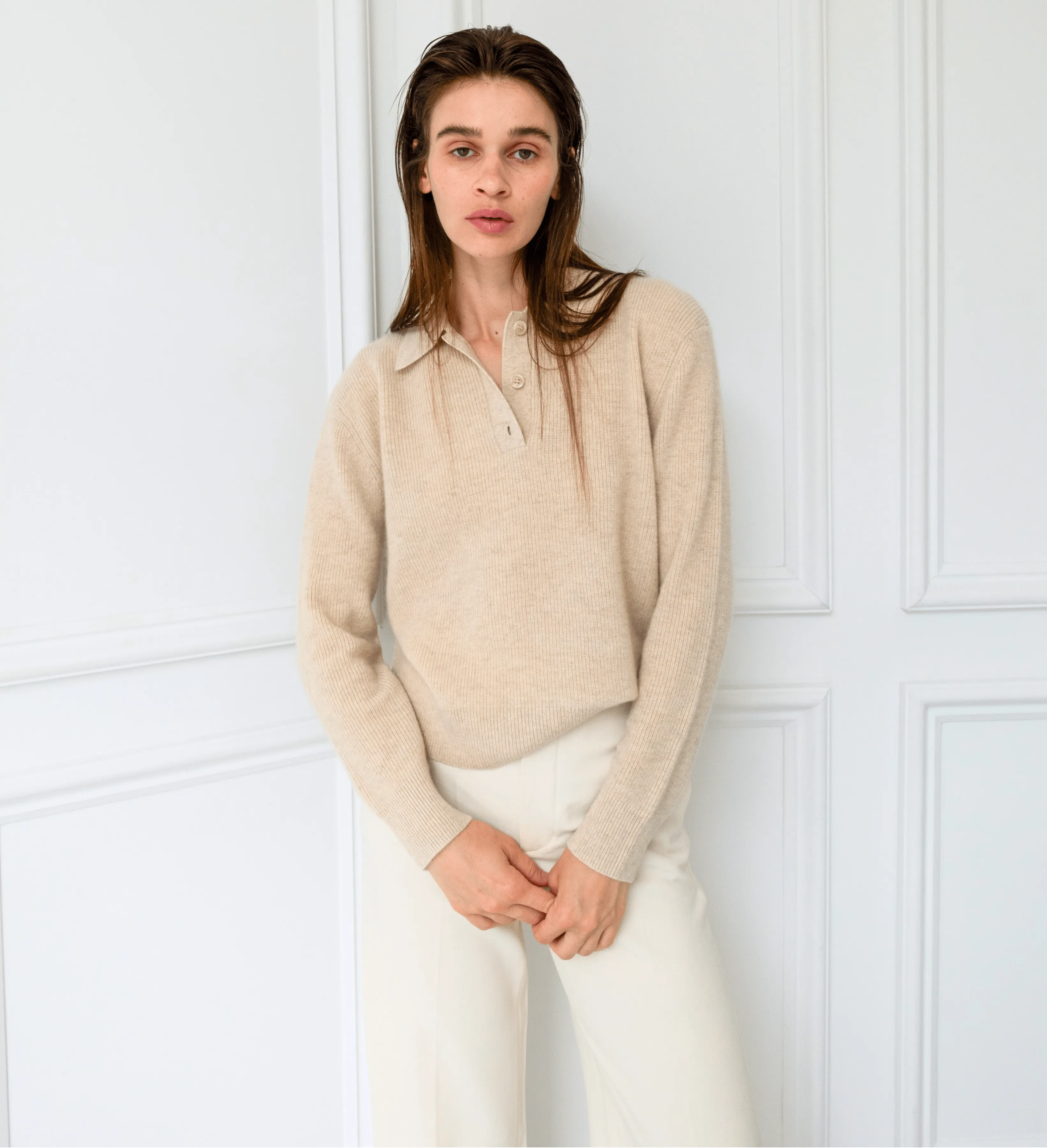 The Polo Collar Cashmere Sweater with Buttons