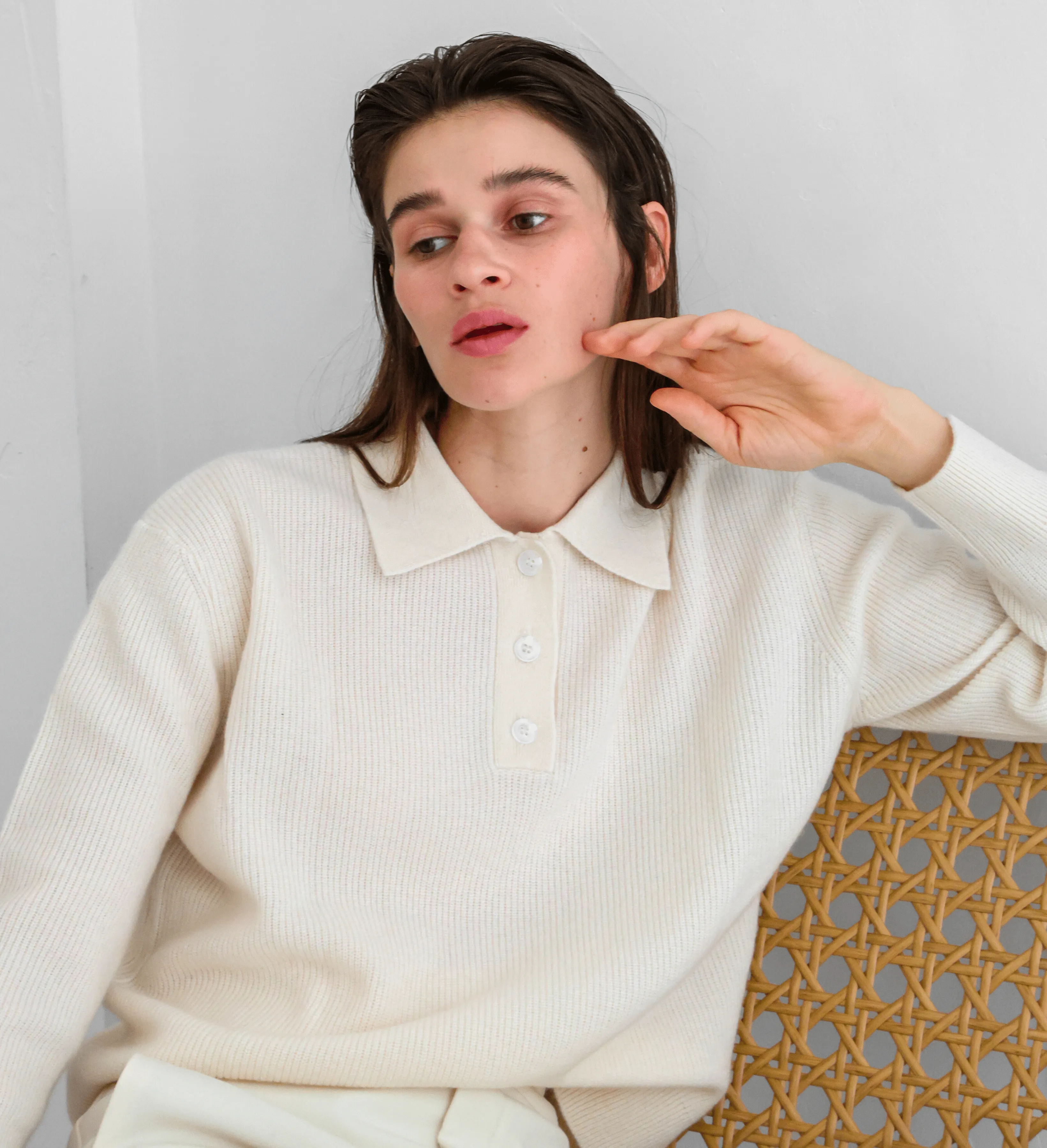 The Polo Collar Cashmere Sweater with Buttons