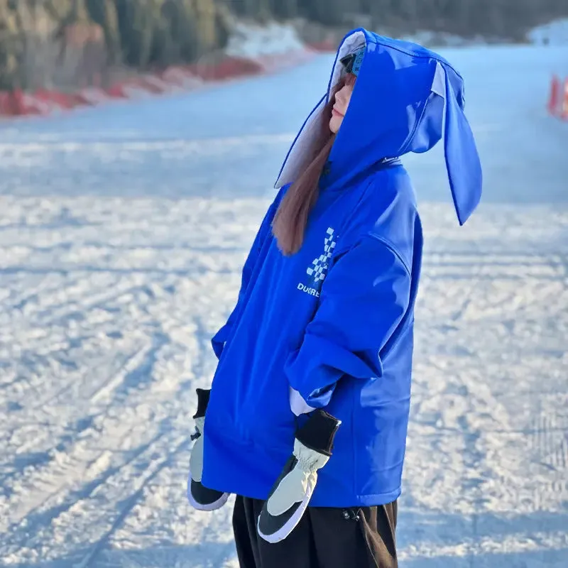 Unique Rabbit Fleece Hoodie for Snowboarding Skiing