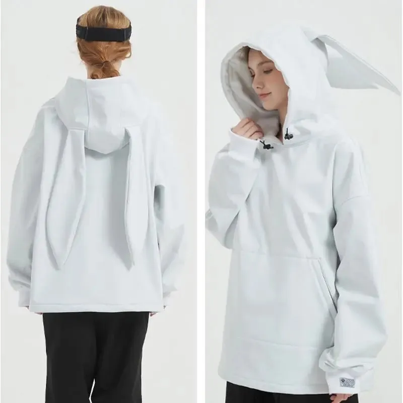 Unique Rabbit Fleece Hoodie for Snowboarding Skiing