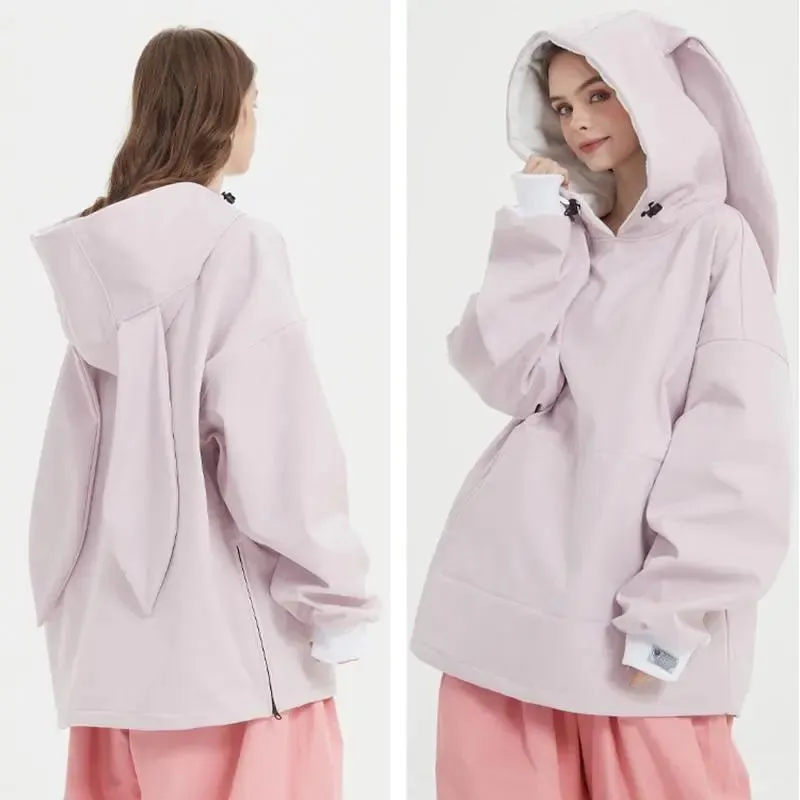 Unique Rabbit Fleece Hoodie for Snowboarding Skiing