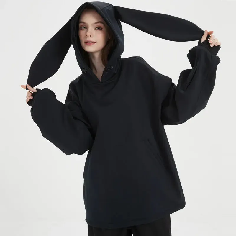 Unique Rabbit Fleece Hoodie for Snowboarding Skiing