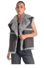 Vest with Faux Fur Charcoal / Brown JK8075